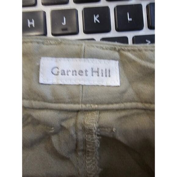 Garnet Hill Women's Pima Cotton High Waist Ankle Pant Flat Front Green Size 8 - Picture 3 of 6